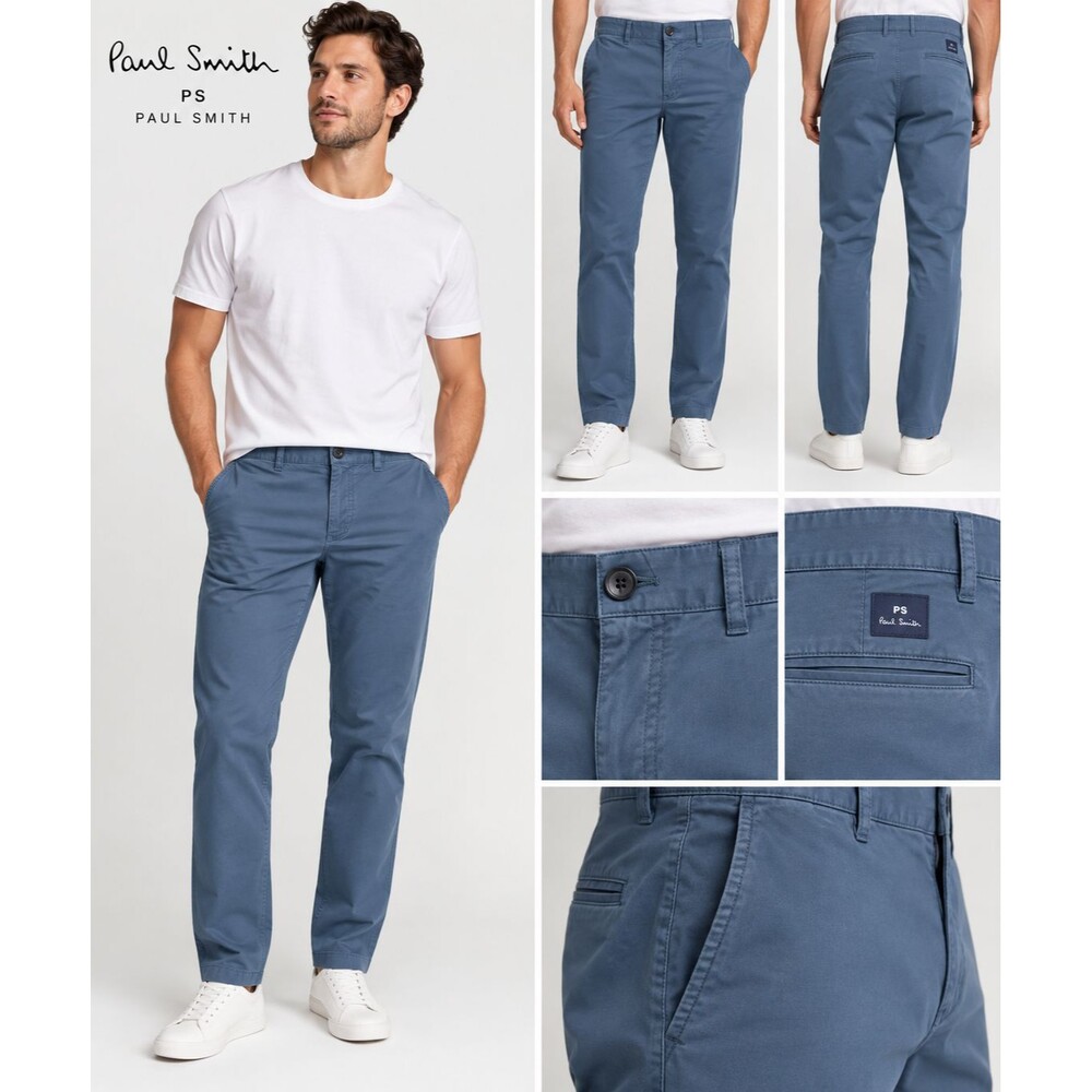 PS Paul Smith LBWASHZ Mens Chino Pants 30 Slate Blue Garment Dyed NWOT